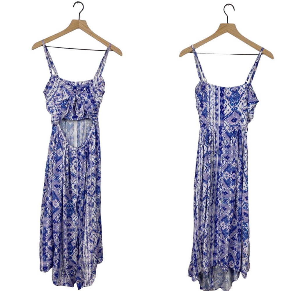 🖤 3/$25 SALE! 
Seed heritage purple and blue geometric boho cut out midi dress